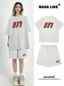 Pure Cotton Couple Matching Casual Sportswear Summer Outfit Two-Piece Set Men Women Short Sleeve Shorts round Neck Overhead