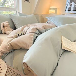 Washed Cotton Bedding Set Quartet Non-Pure Cotton Flocking Spring Summer Student Dormitory Three-Piece Coverlet Canopy Bed Skirt