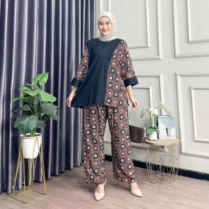 setelan batik cap LD 110 atas bawah /setelan model kekinian adem dan nyaman