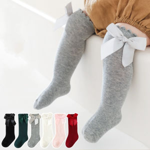 9 Colors Newborn Baby Bowknot Socks Spring Autumn Girls Knee High Socks Children Breathable Cotton Soft Princess Stocking 0-7Y