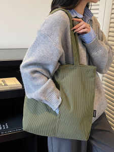 Casual Versatile Corduroy Handbag Womens 2025 New Style Commuter Bag Lightweight Simple Single Shoulder Bag for All Occasions