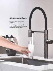 AZOS | Water Purification Hot & Cold Kitchen Faucet Gun Gray Lead-Free Drinking Water Tap Rotatable