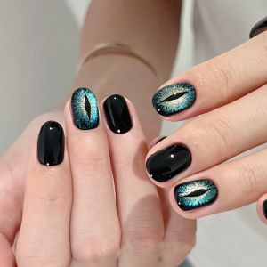 Short Wear Nail Stickers Dark Devils Eye Crystal Cats Eye Personalized Minority Repeated Disassembly Fake Nails