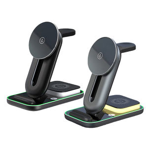 สถานีชาร์จแบบรวดเร็วแม่เหล็ก3 In 1พร้อมไฟกลางคืนสัมผัสเครื่องแท่นชาร์จ15W สำหรับแอร์พอดของนาฬิกาแอปเปิ้ลไอโฟน