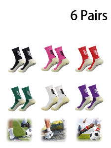 6 Pairs Football Socks Non-slip Sports Basketball Socks Fitness Socks Comfortable Durable Game Training Socks