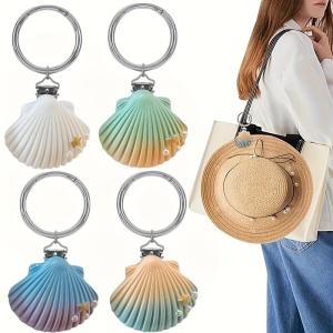 Seashell/Starfish Hat Clip For Travel On BagAnti-Loss Hat Holder For Hanging Sunglasses StorageBag Accessory Key Ring Pendants