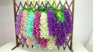 【12PCS/110cm】 Artificial Fake Wisteria Vine Romantic Home Decoration Wall Ornament Flowers String