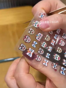 New Year 3D Nail Art Stickers Wealth Brining Lion Dance Decorations Chinese Zodiac Snake Year Celebration Adhesive Nail Art