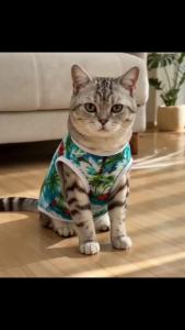 Summer Cat Clothes 3PCS Pet Cooling Vest Set for Puppy Kitten Soft Breathable Lightweight Cats Apparel Hawaiian Style Shirts