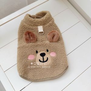 Adorable Plush Pet Vest for Dogs And Cats Harnessable Snug Fit Autumn Winter Wearable Cartoon Decorated Sweatshirt Style Vest