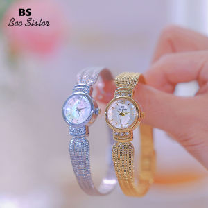 Ykai นาฬิกาแฟชั่นผู้หญิง ควอทซ์กันน้ำสายสแตนเลสสตีลลำลอง นาฬิกา ควอทซ์หรู เพชรประดับพลอย เทียมสูง สีทองเงินทรง กลม 1778