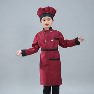 (Ready Stock) Kids Chef Costume Set Baby Boy Girl Kitchen Uniform Apron Hat Baking Cooking Cosplay Baju Budak 厨师服