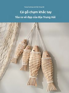 Phong Cách Địa Trung Hải Vintage Cá Gỗ Trang Trí Sáng Tạo Cổ Chạm Khắc Bằng Gỗ Treo Tường Cá Nhỏ Trang Trí Nhà Phụ Kiện