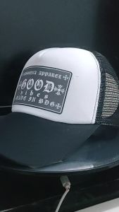 Topi Distro Cowok Cewek - Topi Jaring Sablon Good VIbes - Warna Hitam/putih