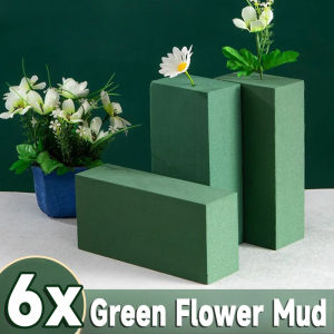 6Pcs Square Green Floral Foam Brick Artificial Flower Mud Dry Floral Foam Blocks Strong Water Absorption for Fresh Flower Arrangement