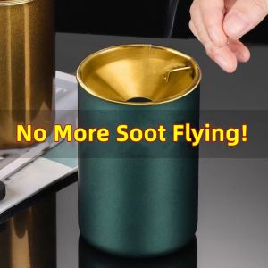 Gạt Tàn Gạt Tàn Bằng Thép Không Gỉ Chống Gió Gạt Tàn Có Nắp Khóa Hứng Tàn Thuốc Cho Nhà Phòng Khách Sáng Tạo Phòng Ngủ Phong Cách Cổ Điển Tro Chống Ruồi