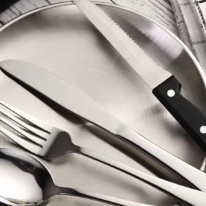 Portable Camping Picnic Cutlery Set Tableware Set Camping Picnic Barbecue Plate Clip Steak Knife Fork Spoon Set Portable Storage Bag
