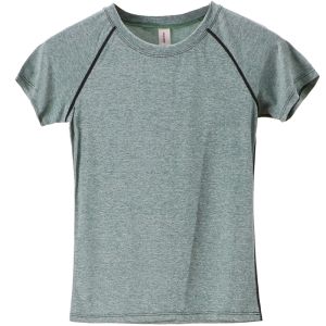 Womens Yoga Fitness round Neck Short Sleeve T-Shirt Quick Dry Sweat Absorbent Sportswear Ultra Light Breathable Running Top