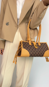 Royal Bagger Tas Bahu Wanita dari Kanvas Lapis & Kulit Sapi Samak Nabati Tote Retro Berkapasitas Besar untuk Ketek 5265