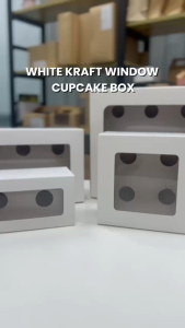 Store Age [10pcs] Food Grade White Kraft Window Cupcake Box Muffin Box Tart Box [with flexi cavity insert] Gift Box