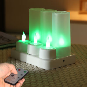 Đèn Nến Điện Tử Sạc Pin 6 Nến Trang Trí Đám Cưới Trang Trí Lễ Hội Không Khói Không Có Hương Liệu Nhựa Hình Tròn