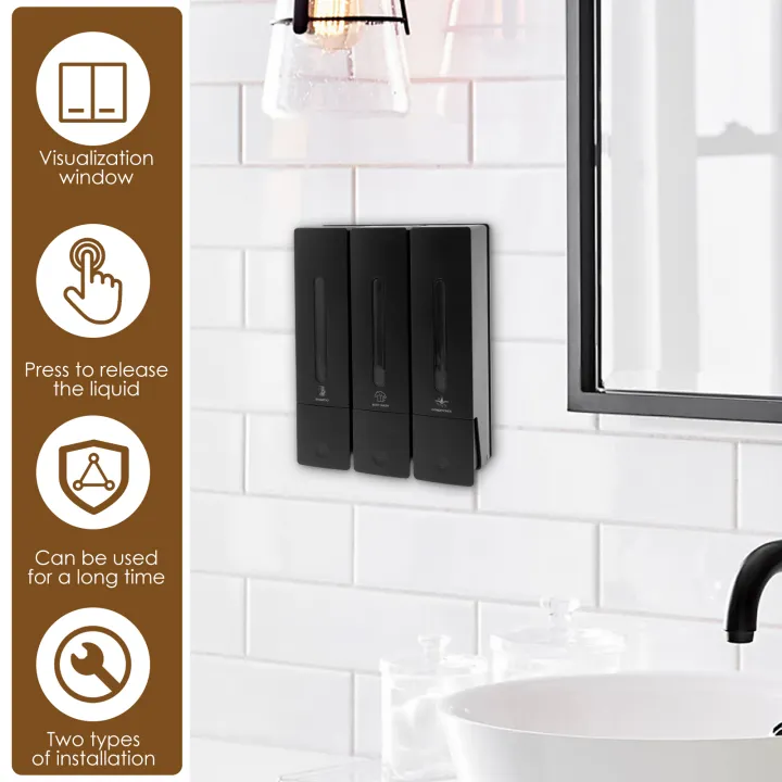Liquid%20Soap%20Dispenser%20No%20Drill%20Wall%20Mounted%20Triple%20Shower%20Shampoo%20and%20Conditioner%20Dispenser%20for%20Home%20Hotel%20Bathroom%20Accessories%20-%20Image%203