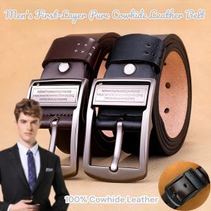 Mens First-Layer Pure Cowhide Leather Belt High - Quality 100% Cowhide Belt - Unique Buckle for Both Business and Casual Scenarios