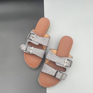 Womens One-Word Sandals Summer Outwear Open Toe Export Plus Size Rhinestone Hemp Rope Thick Sole Belt Ornament All-Matching Womens Shoes
