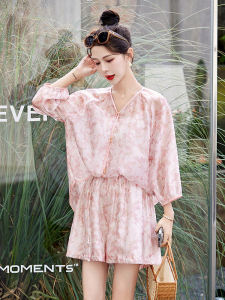 New Chinese Style Embroidered Long Sleeve Sun Protection Top And Short Pants Set Womens Summer Thin Fashion Ensemble