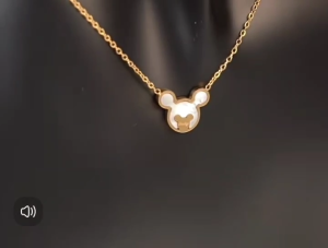 Kalung Titanium Wanita Anti Karat / Kalung Wanita Liontin Mickey Rantai Gold Aksesoris Perhiasan