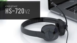 Creative HS-720 V2 - USB Digital Audio On-Ear Headset with Noise-Cancelling Condenser Boom Mic Inline Mic Mute/Calls/Volume Control and Mic-Monitoring Feature Simple Plug-and-Play for Video Calls