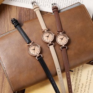 Women’s Simple Round Dial Quartz Watch PU Leather Strap Small Fresh Style Daily Waterproof Casual Wristwatch⚡PH deliveryIn stock⚡