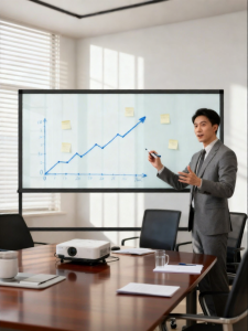 deli | Magnetic Mobile Glass Whiteboard Single-faced With Wheels