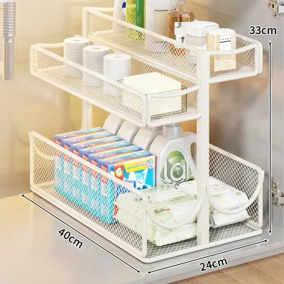 evesigar | ชั้นวางของใต้ซิงค์แบบดึงออกได้ อเนกประสงค์ เหมาะสำหรับห้องครัว ห้องน้ำ และห้องอาบน้ำ