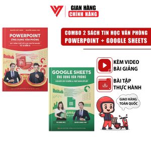 Combo 2 Cuốn Sách Google Sheet và Power Point ĐÀO TẠO TIN HỌC Tặng Kèm Video Khóa Học Chuyên Ứng Dụng Văn Phòng + Tặng 101 Phím Tắt + Bảng Hàm + Nhãn Dán