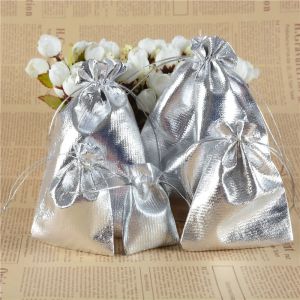 50pcs/lot 17x23cm Drawable Gold Silver Color Gift Bags Xmas Halloween Wedding Birthday Party Candy Gift Box Jewelry Packing Bags