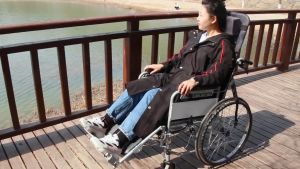 VBELL Multifunctional hydraulic wheelchair High-back reclining wheelchair multi-function wheelchair for the elderly folding lightweight with toilet for the elderly paralyzed trolley scooter Load capacity 150kg