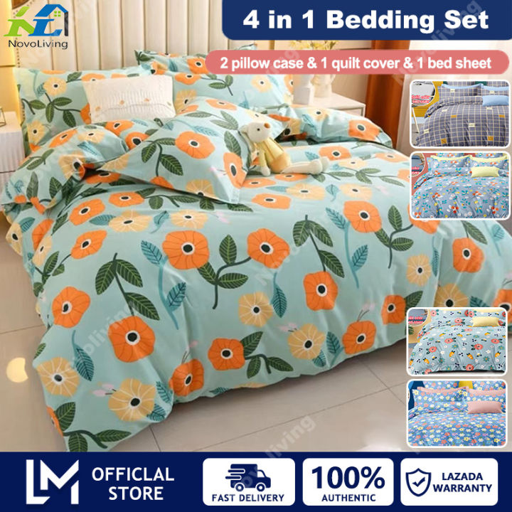 Novoliving 4 in 1 Bedsheet Set High Quality Bed Sheet Soft Warm Cotton