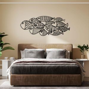 School of Fish Metal Wall Art Nautical Sea Life Decor for Ocean Lovers Home