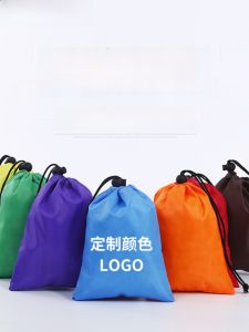 Nylon Drawstring Bag Polyester Travel Clothing Storage Organizer Bag Outdoor Trip Essential Durable Tote Bag with Rope