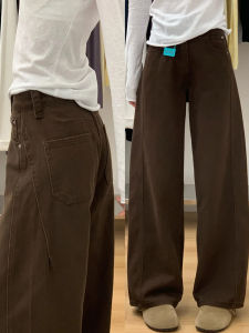 Quần Jeans Denim Ống Rộng Lót Lông Cừu Cho Nữ Quần Jeans Ống Rộng Dày Màu Đen Cà Phê Có Tay Bends Dao Thời Trang Thu Đông