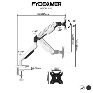 FYDEAMER S9C Gas Spring Monitor Arm Upgraded Single Monitor Mount - Full Motion Fits 17-32" Screens up to 9kg - C-Clamp/Grommet Mount - for Home Office Gaming MYTC51G