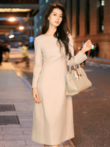 LadyS Elite | Long-sleeved Solid Colored Simple Versatile Womens Dress