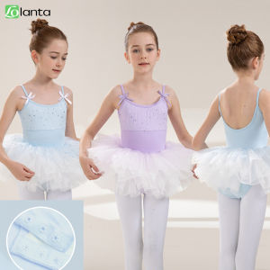 LOlanta Girls Ballet Leotards Lace Splice Ballet Costume for kids Sleeveless Vest Tutu Dress Mesh Dance Professional Gymnastics Leotard 3-12Years