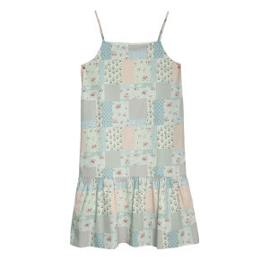 Hey Shan Nai Nai Sweet Print High Waist A-Line Midi Dress Womens Summer Casual Vintage Style Patchwork Slimming Gown