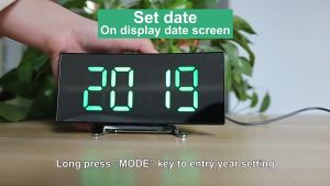 Curve Digital Alarm and Office Clock 12-24 Battery Powered USB Powered LED Green Jam Loceng Digital LED Petak