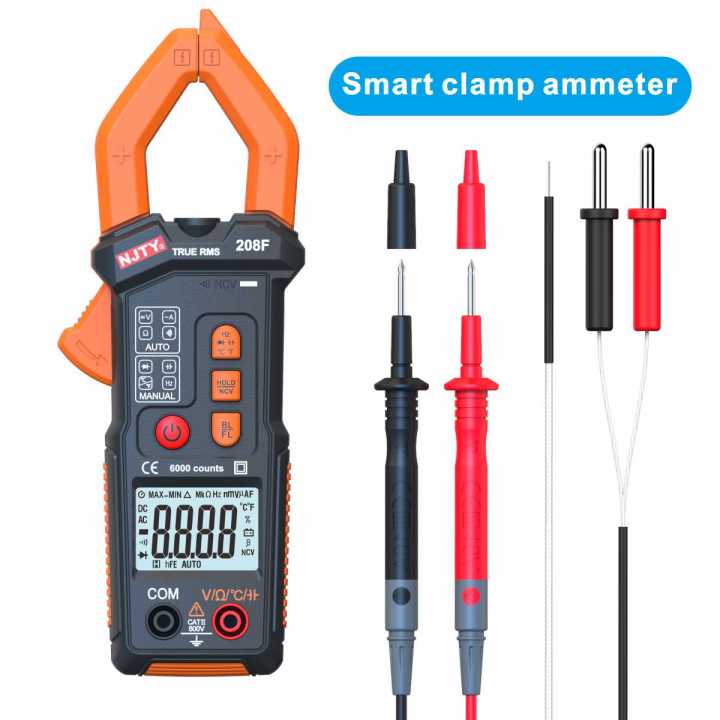 NJTY 208F Smart Clamp Meter True RMS Clamp Meter 6000 Digital ...