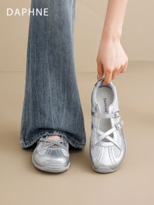 Daphne | Lace-up Mary Jane Flats Silver