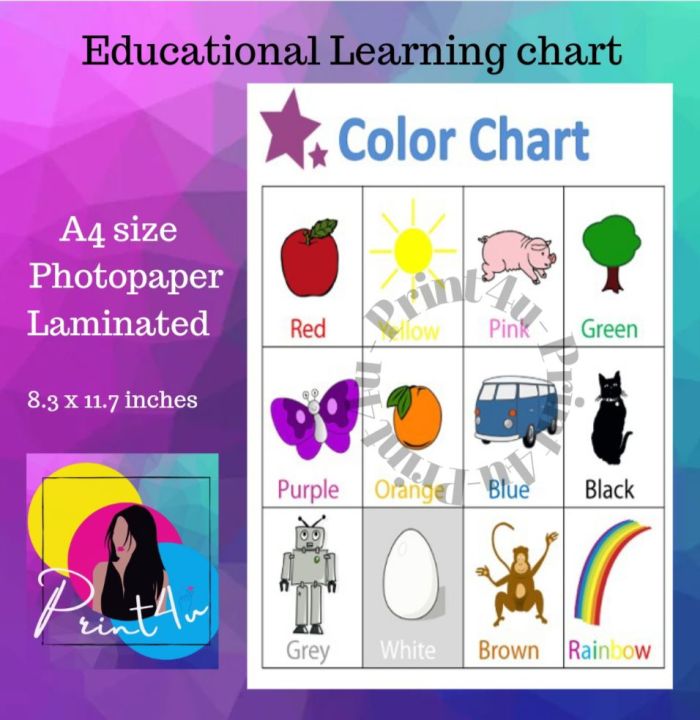 Color Chart Learning Chart Laminated Educational Materials Lazada Ph