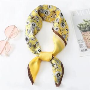 Luxury Satin Print Silk Scarf Square Women Streamer Neck Scarves Wrap Head kerchief Beach Hair Band For Woman Bandana Summer